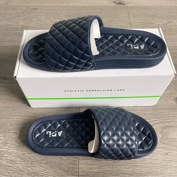 APL Lusso Slide Midnight Navy Blue Leather Sandals Size 9